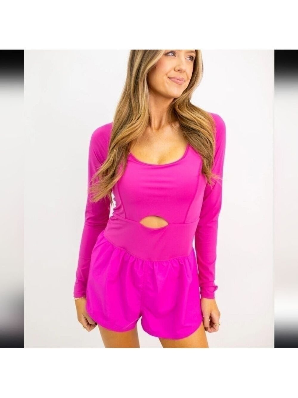 Boutique Athletic Long Sleeved Romper - Magenta Pink size small - Picture 5 of 7